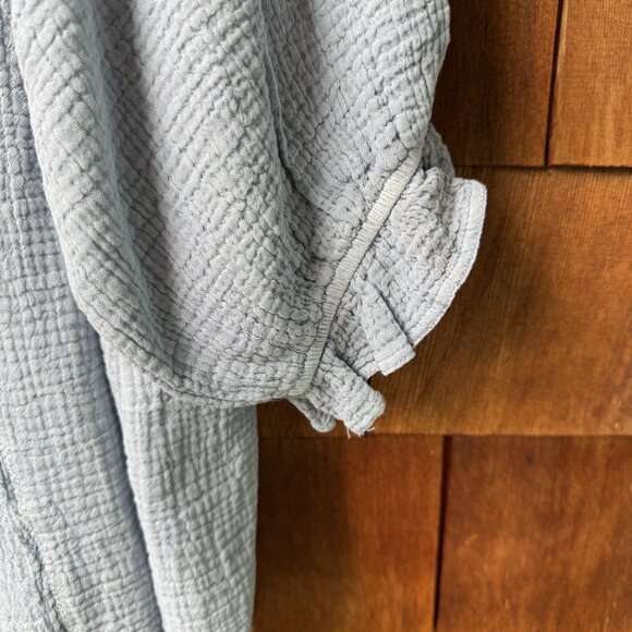 NWT Free People Blue Gauzy Lucy Cotton Button-Front Swing Blouse - Women's Large - Picture 8 of 12